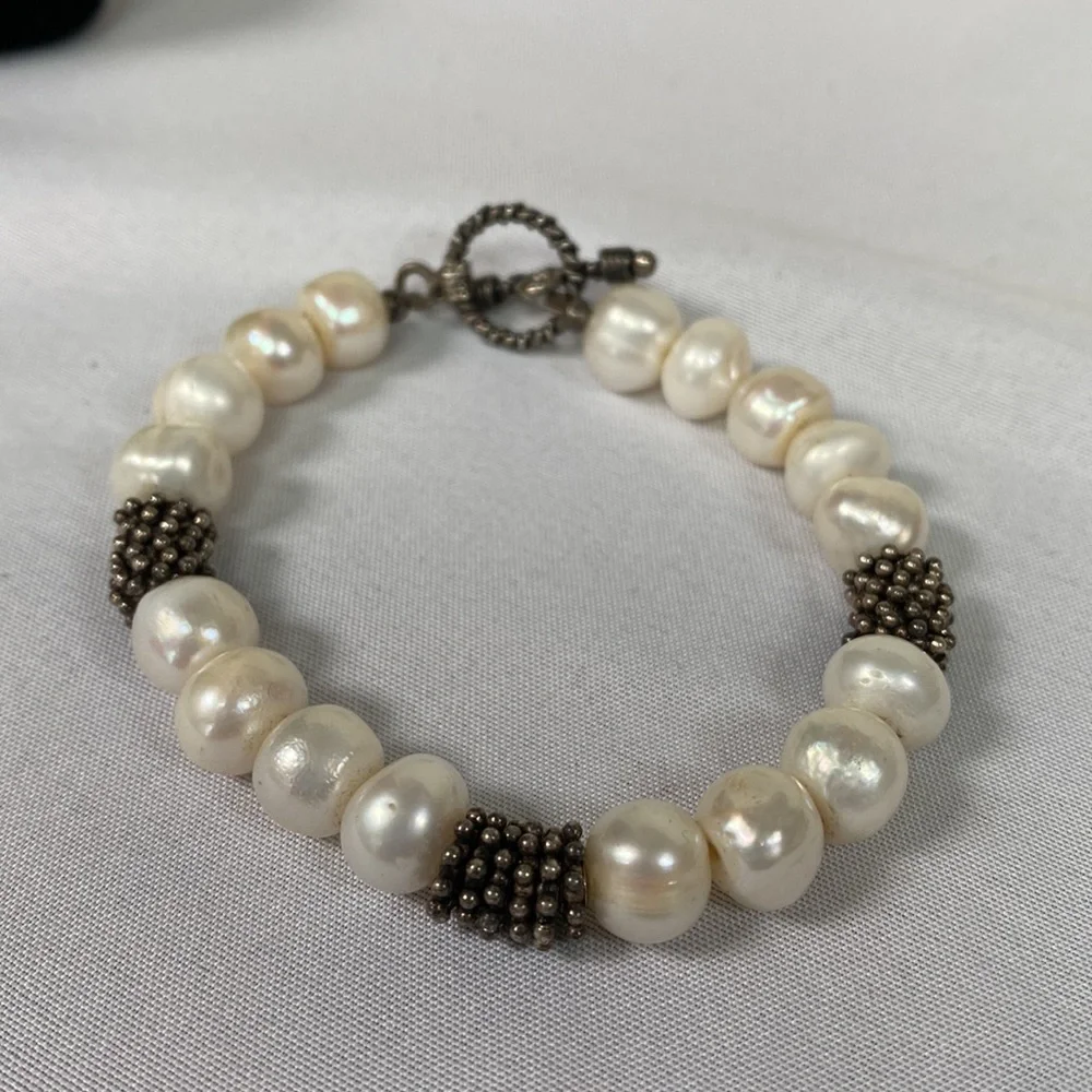 Set of 4 pearl bead and rhinestone bracelets - Picture 5 of 6